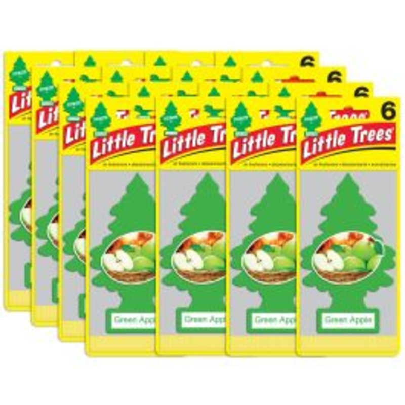 Little Trees Green Apple Air Freshener for Car and Home - 96 pack