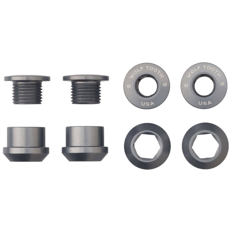Wolf Tooth Anodized Alloy Chainring Bolts - Gunmetal - Set of 4 - 6mm