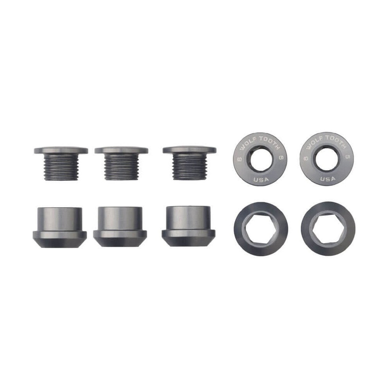 Wolf Tooth Anodized Alloy Chainring Bolts - Gunmetal - Set of 5 - 6mm